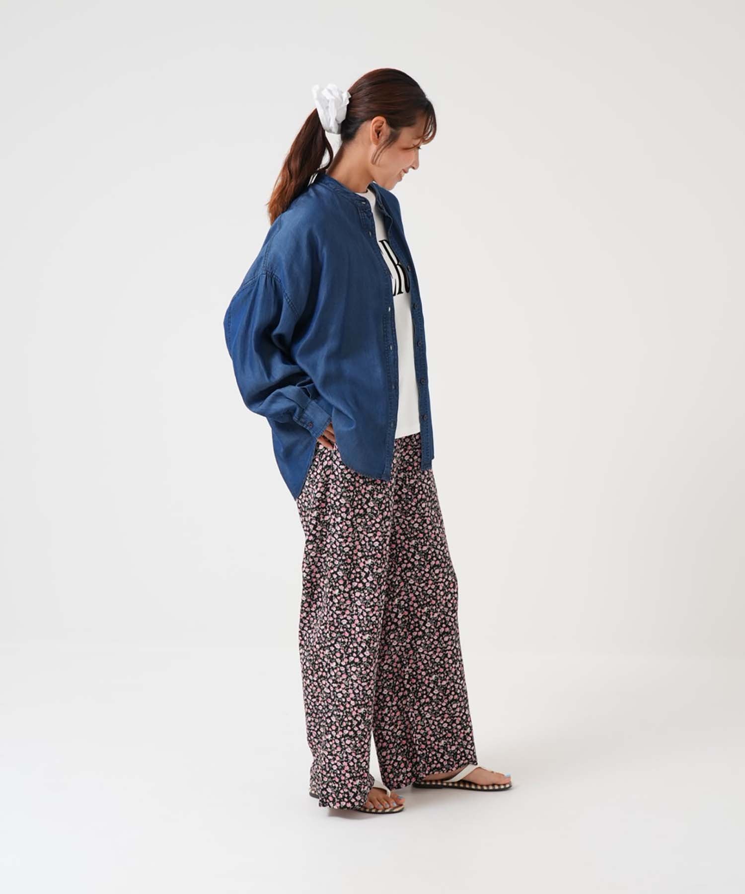 バンドカラー長袖ワイドデニムシャツ - Image 14