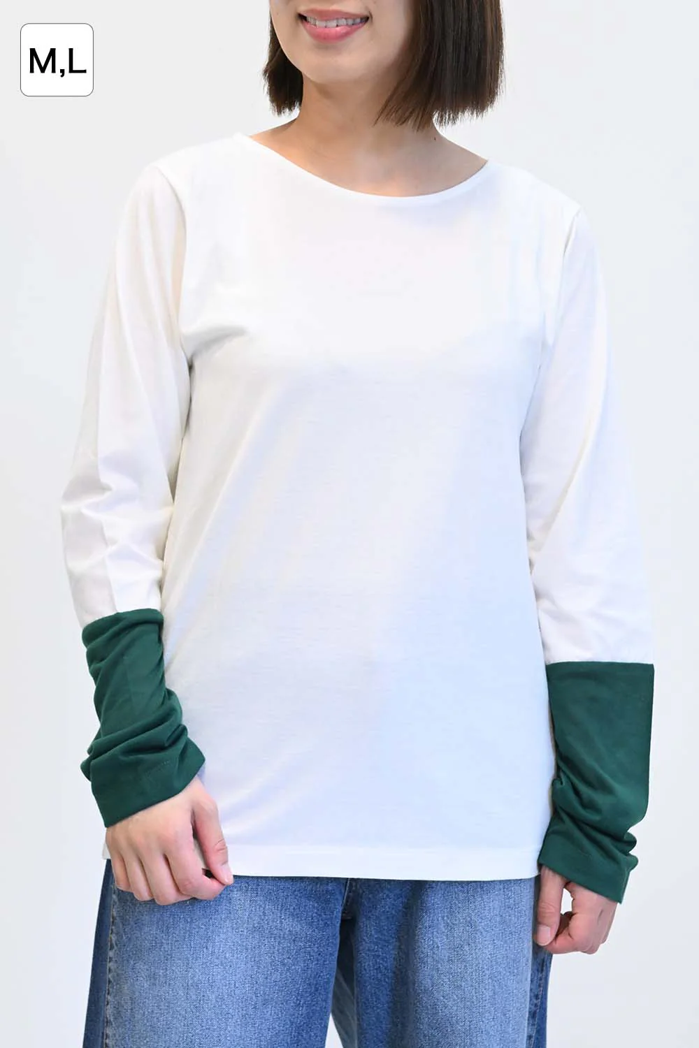 袖切り替えシアーロンTee - Image 2