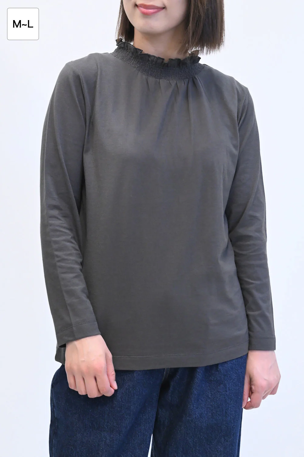 襟シャーリングレースロンTee