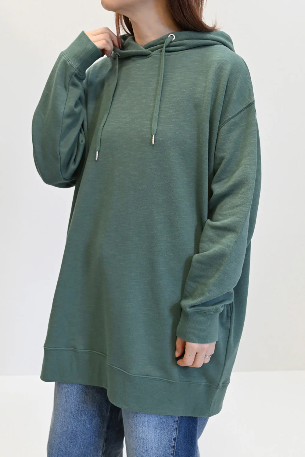 スラブ裏毛パーカーチュニック - Image 5