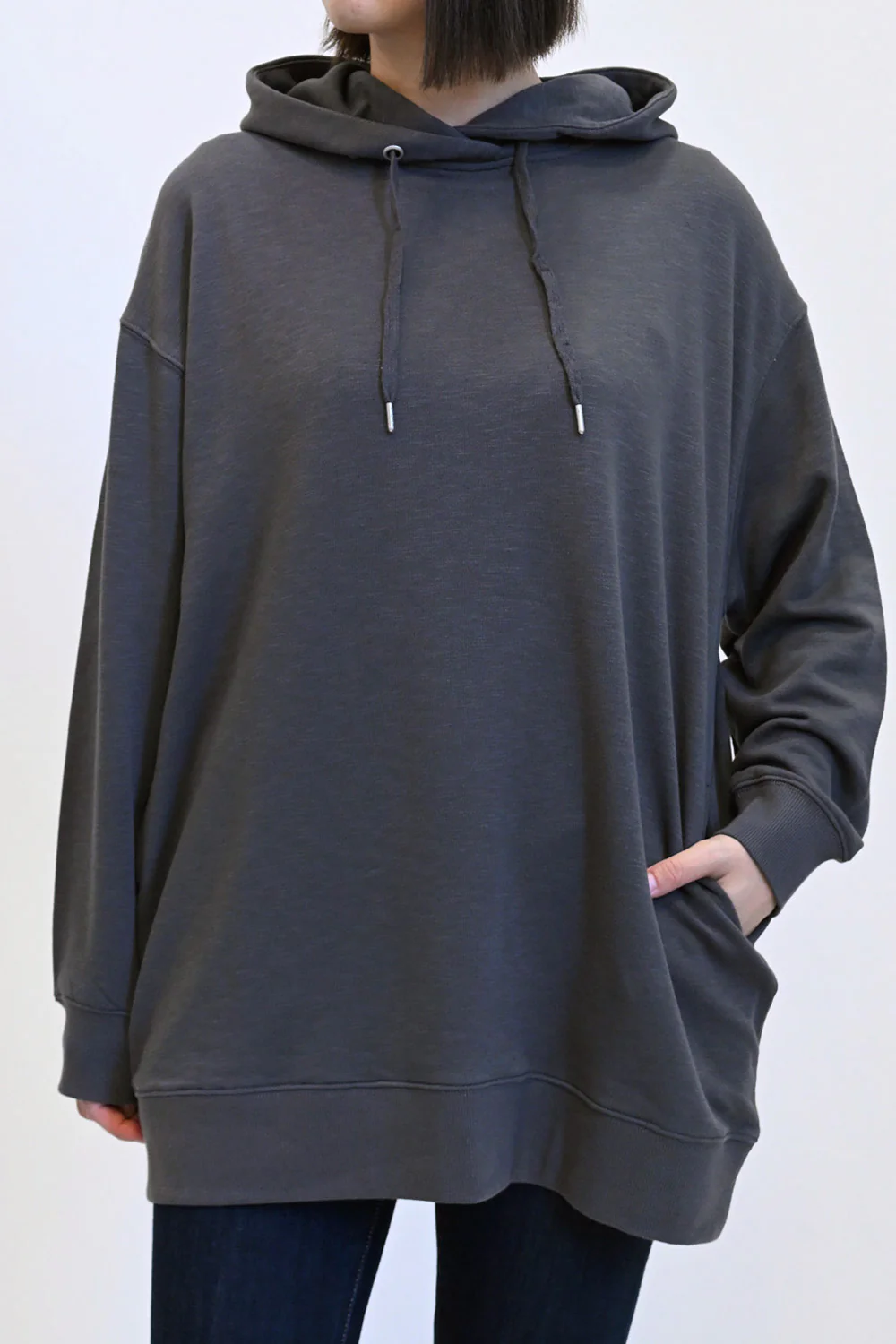 スラブ裏毛パーカーチュニック - Image 8
