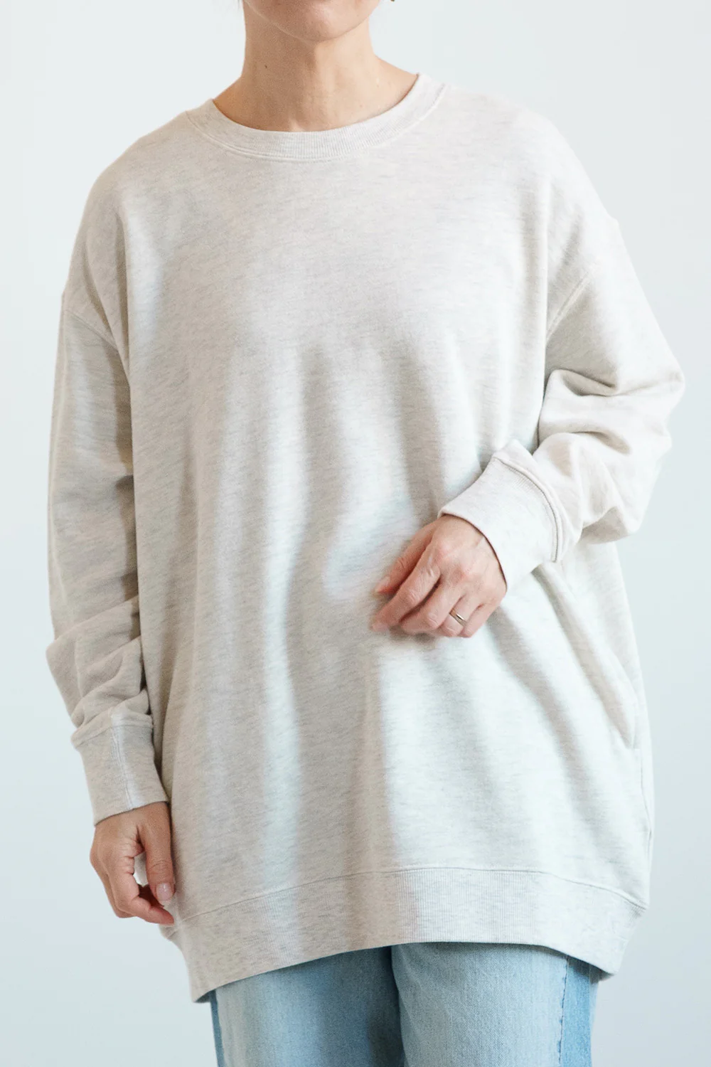 スラブ裏毛クルーネックチュニック - Image 5