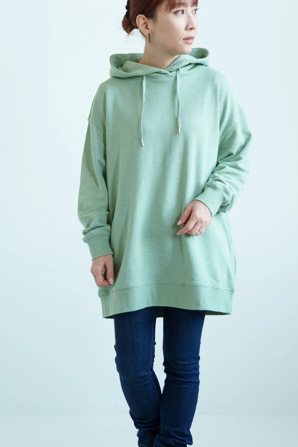 スラブ裏毛パーカーチュニック - Image 4