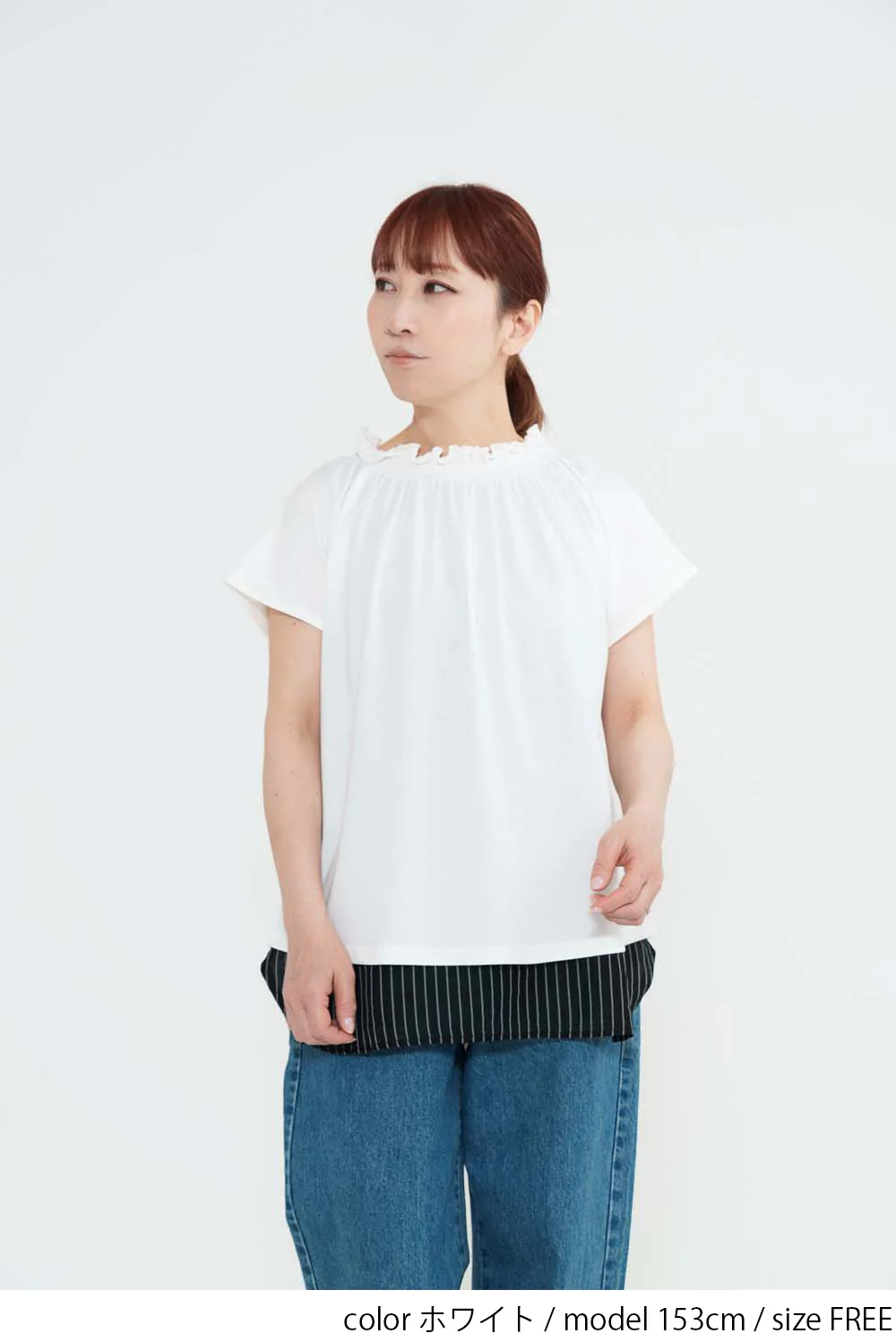 CRギャザーフレンチTシャツ - Image 7