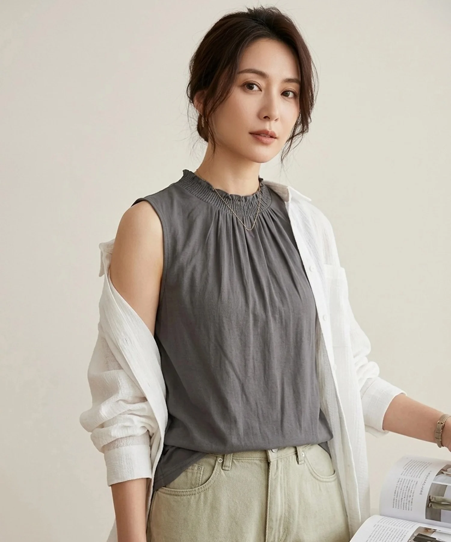 【接触冷感】衿シャーリングタンクトップ - Image 3