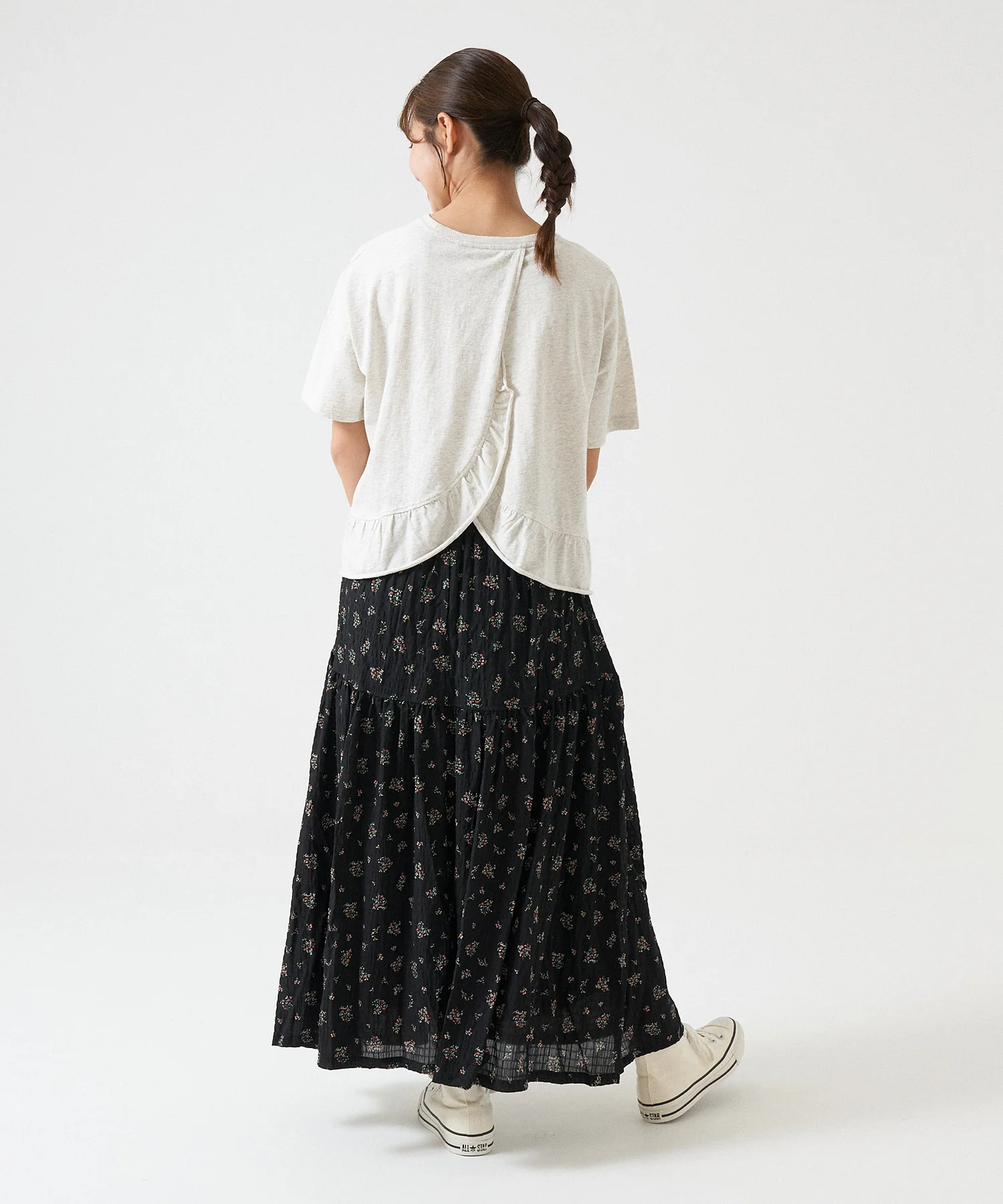 小花柄切替ギャザースカート - Image 10