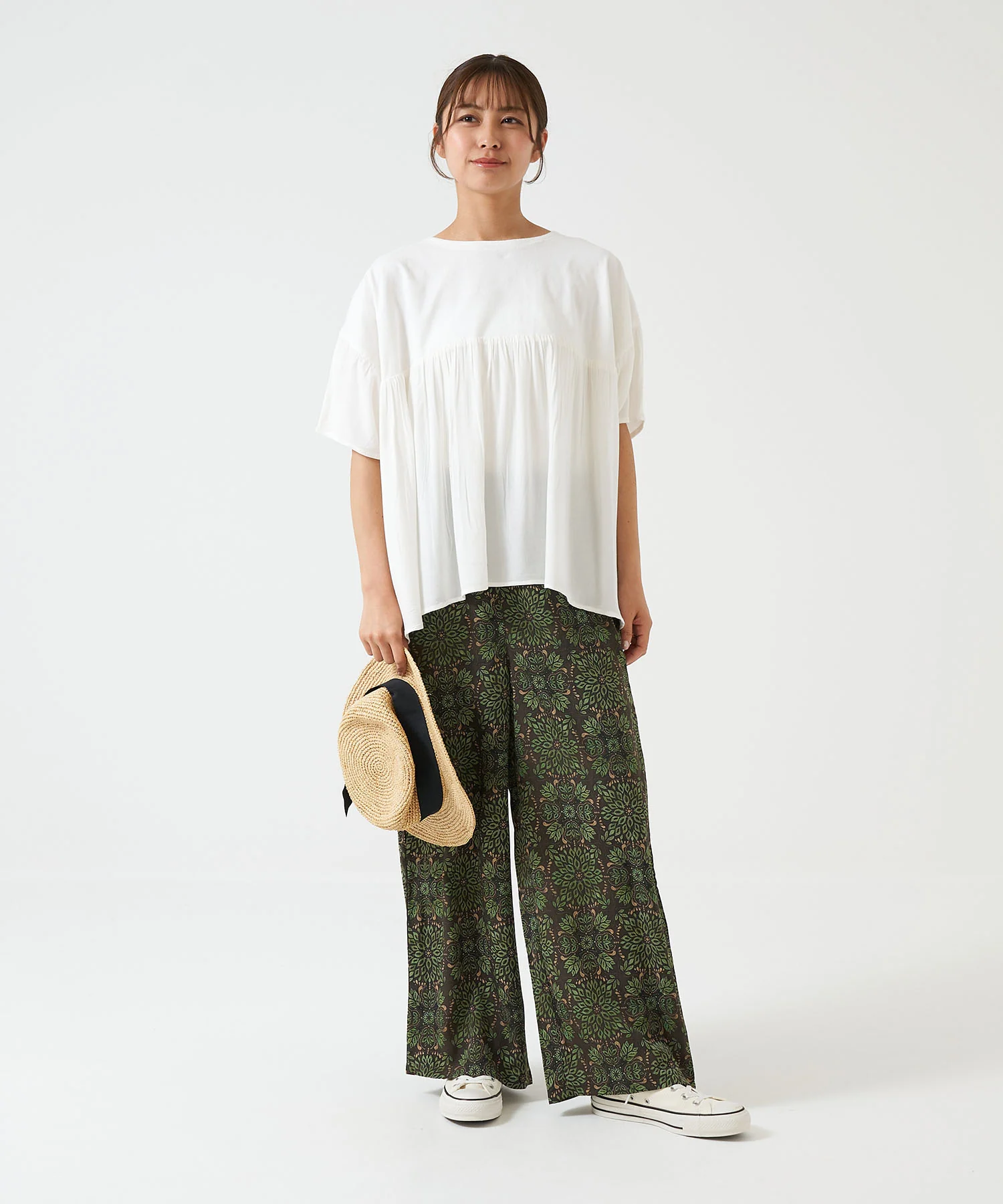 イージーボタニカル柄ワイドパンツ - Image 3