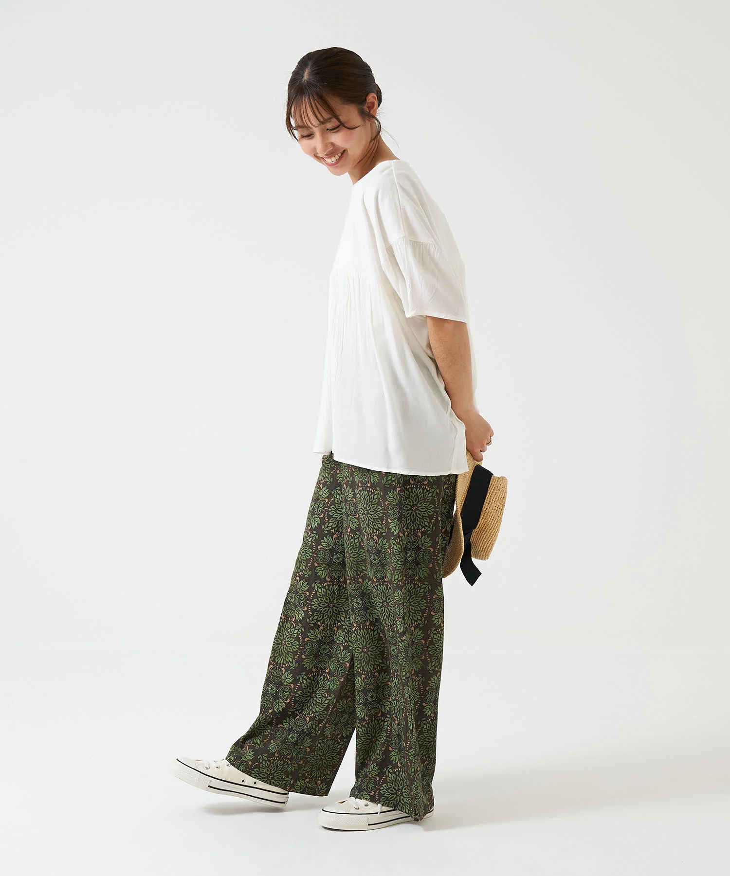 イージーボタニカル柄ワイドパンツ - Image 4