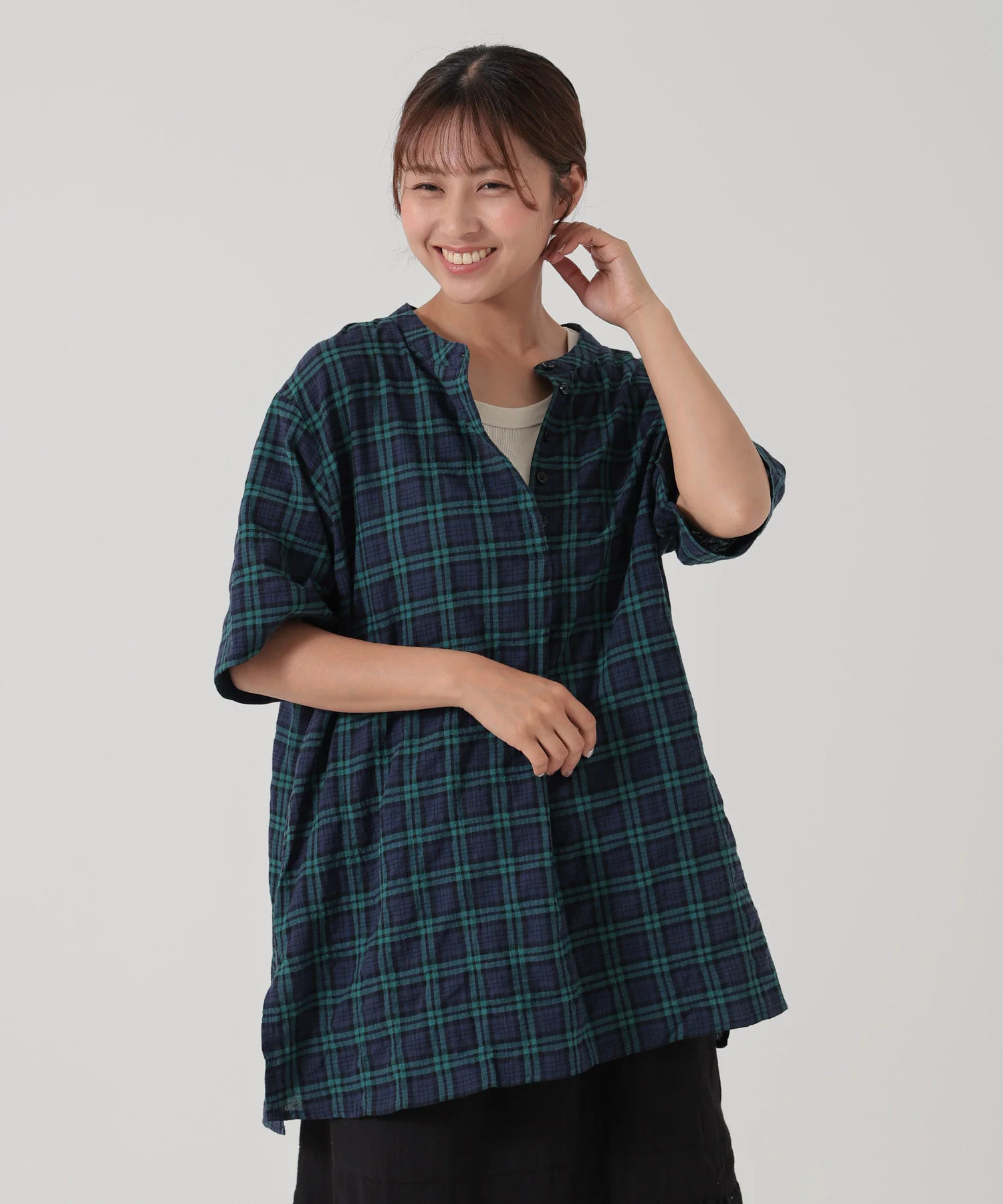 バンドカラータックチュニック - Image 14