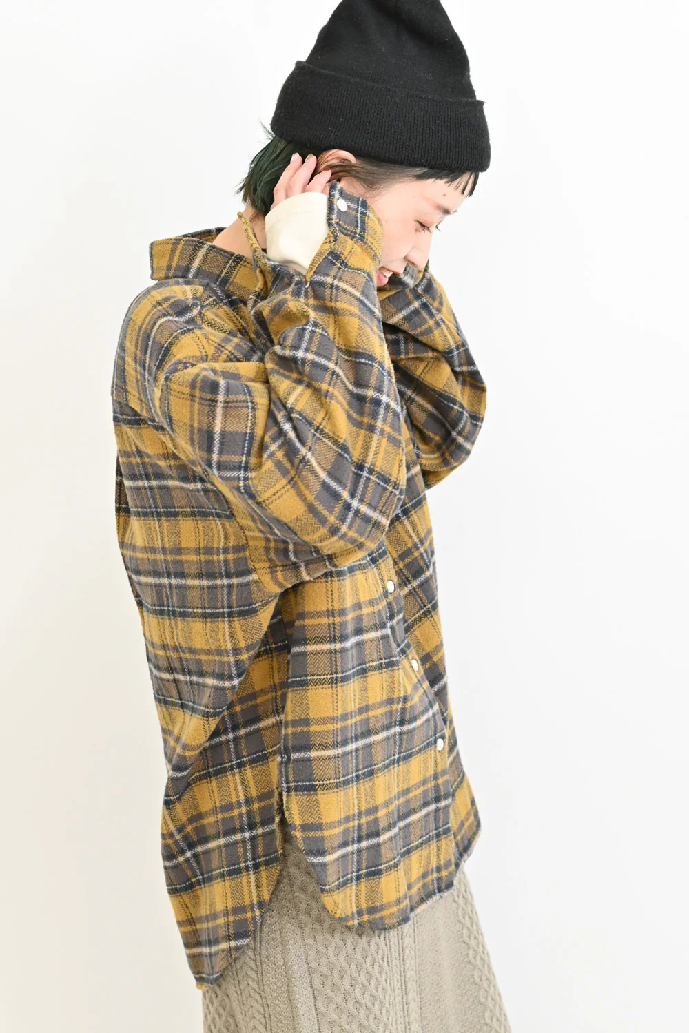 ヘリンボン起毛BIGシャツ - Image 17