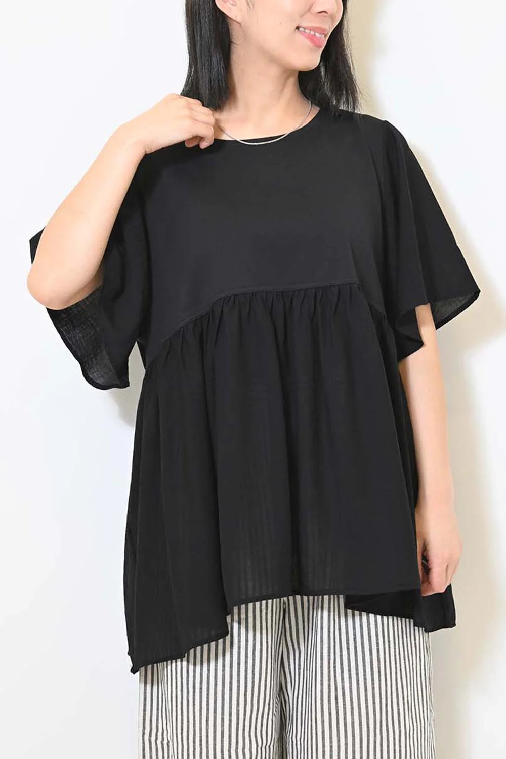 ≪OUTLET SALE≫布帛ドッキングフレア袖チュニック - Image 4