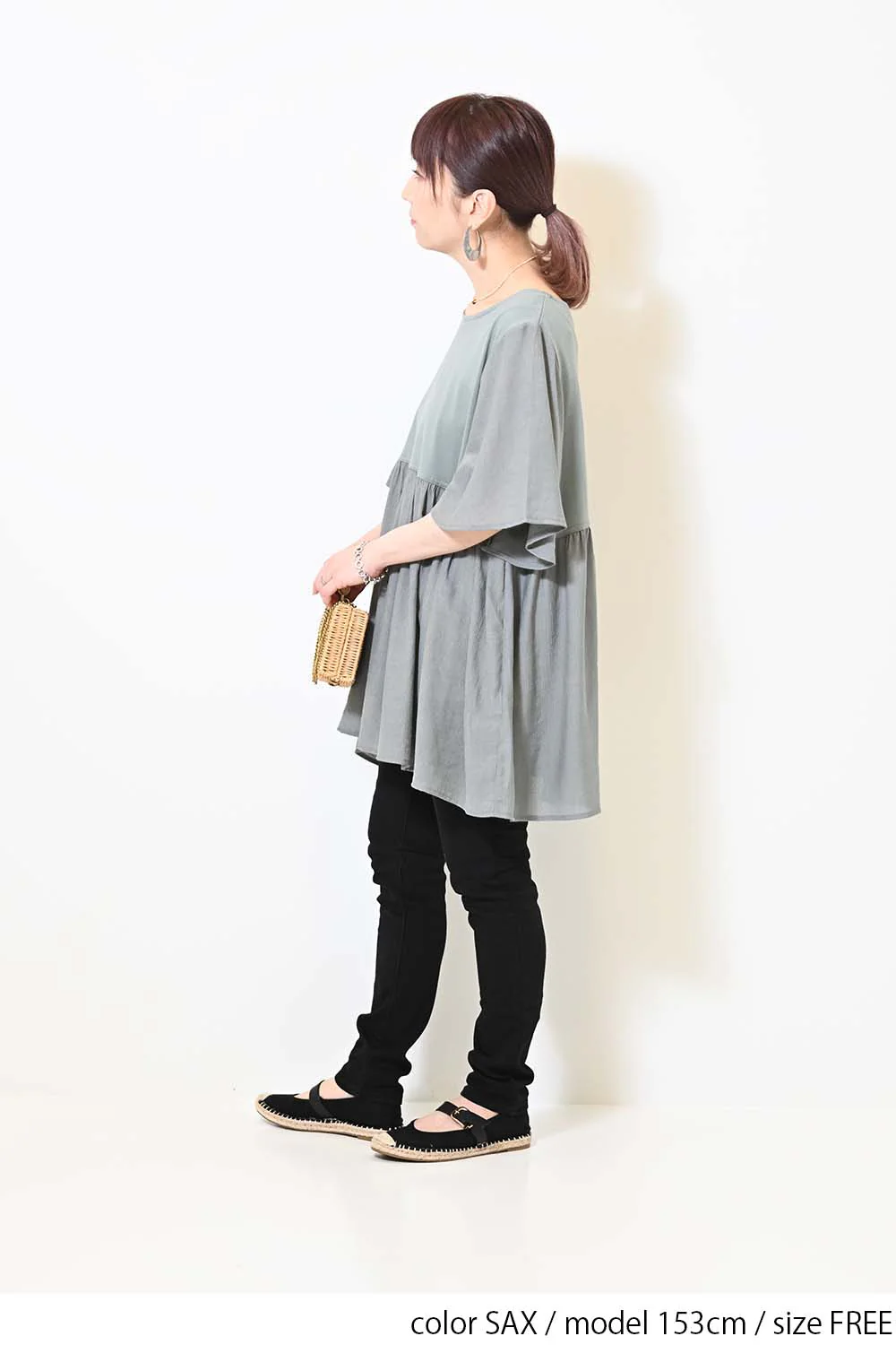 ≪OUTLET SALE≫布帛ドッキングフレア袖チュニック - Image 6