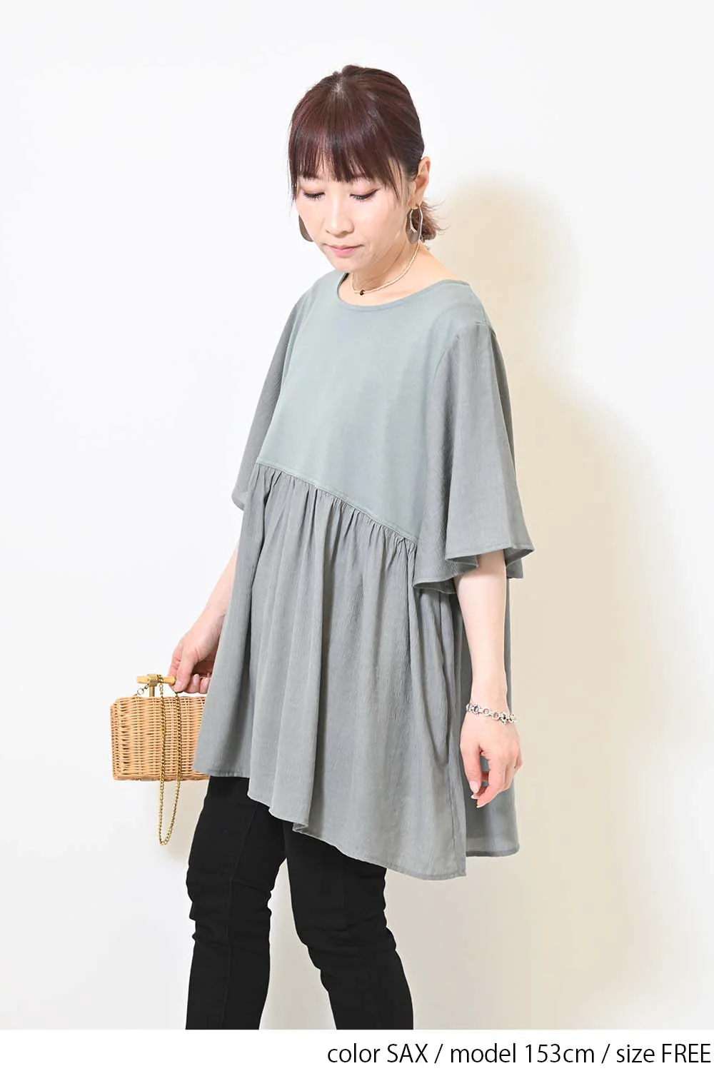 ≪OUTLET SALE≫布帛ドッキングフレア袖チュニック - Image 9