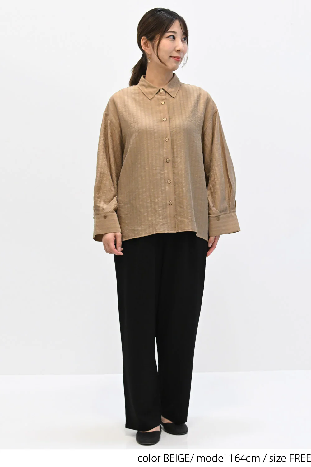 シアーストライプワイドスリーブシャツ - Image 10