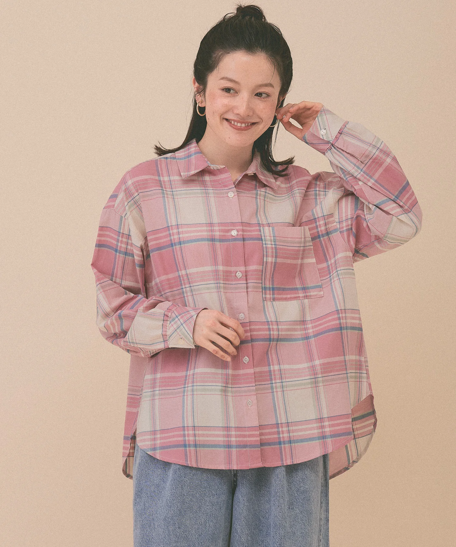 チェックポケ付きシャツチュニック - Image 11