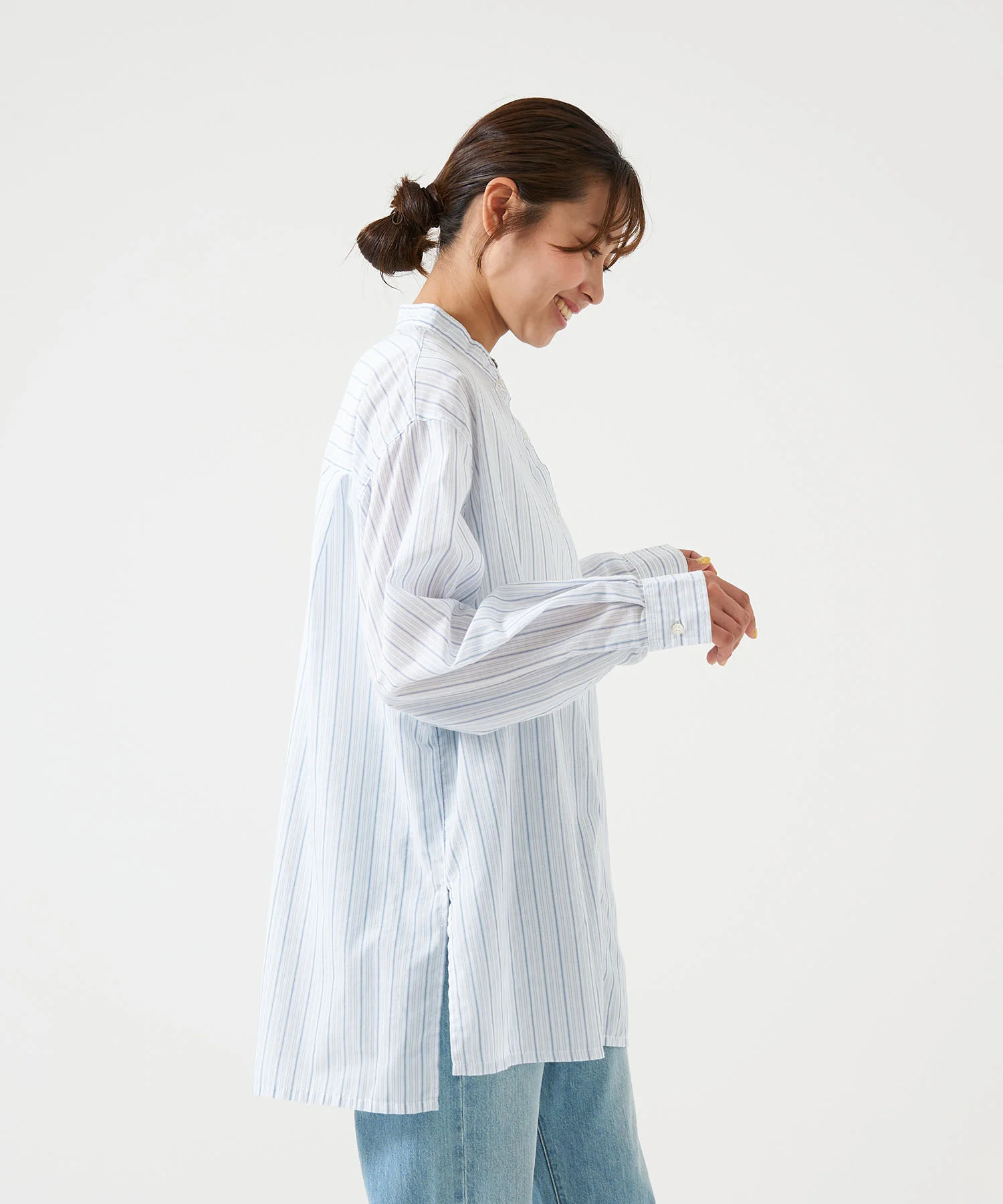 裾スリット長袖前開きチュニック - Image 12
