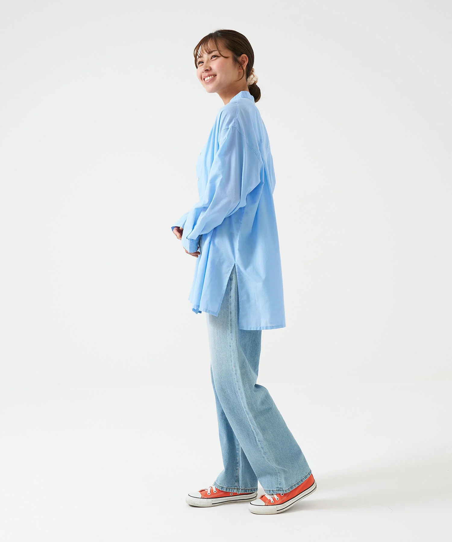 裾スリット長袖前開きチュニック - Image 6