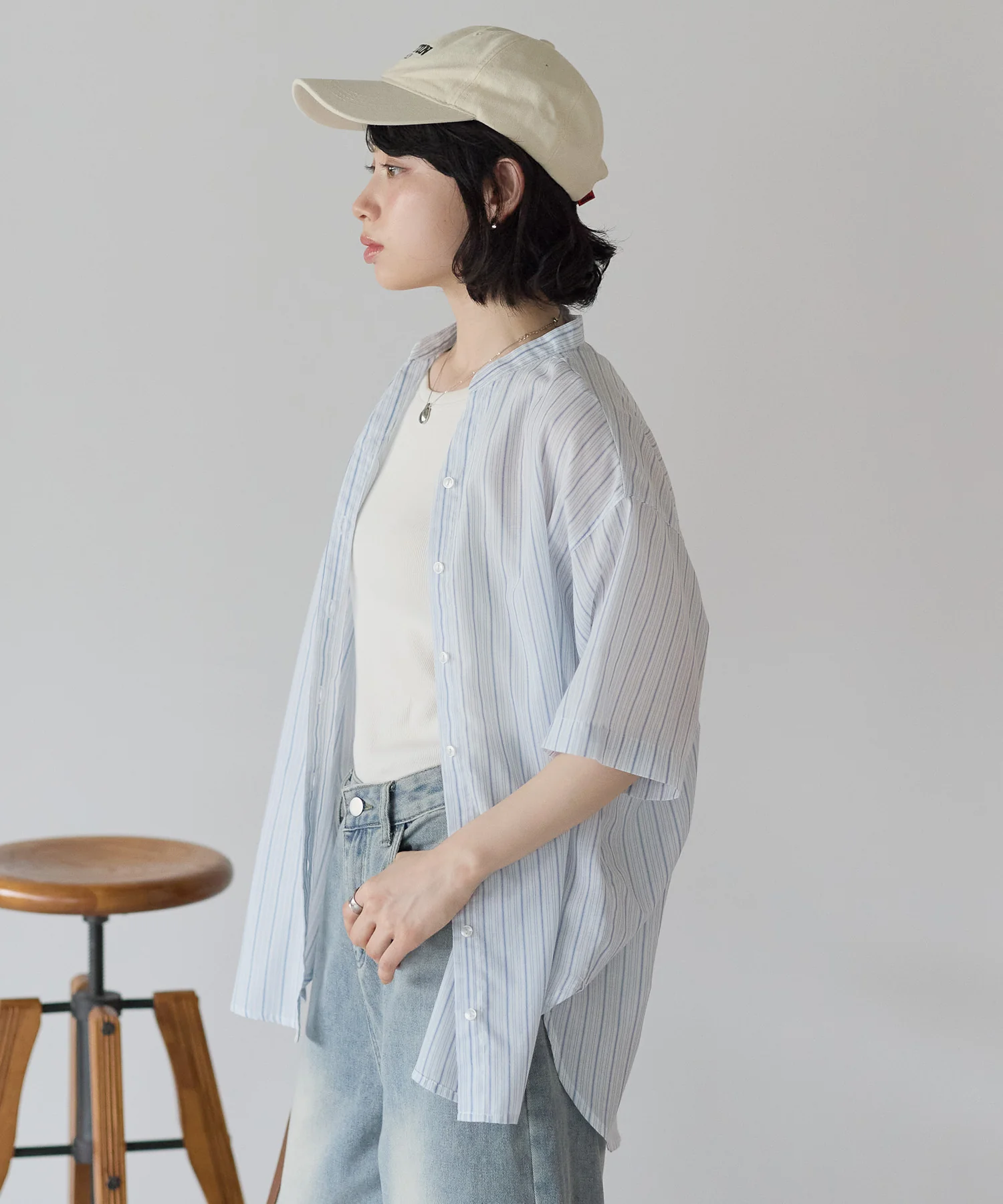 バックデザイン前開きスキッパーチュニック - Image 13