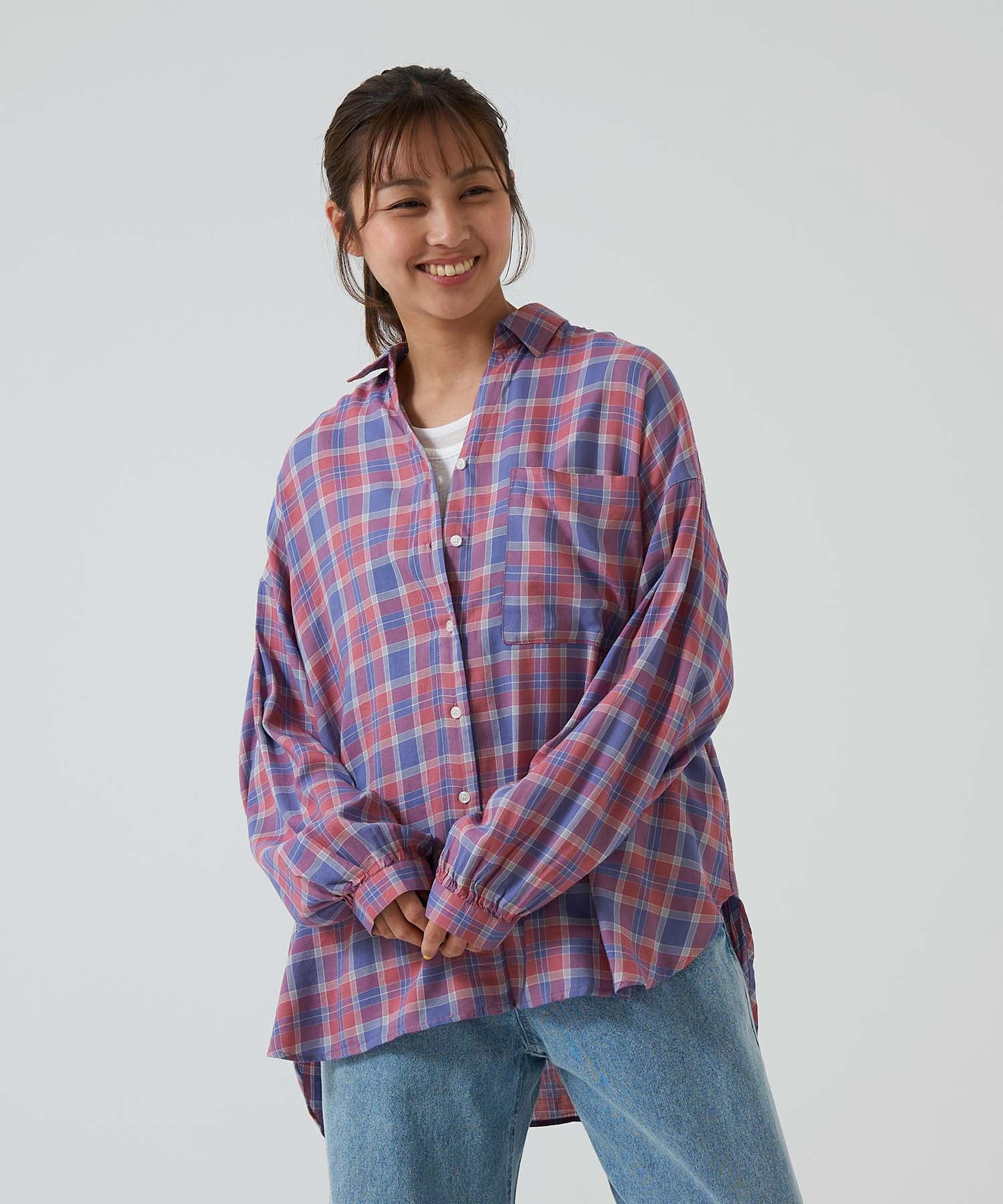 コットンレーヨンビッグシャツ長袖チュニック - Image 2