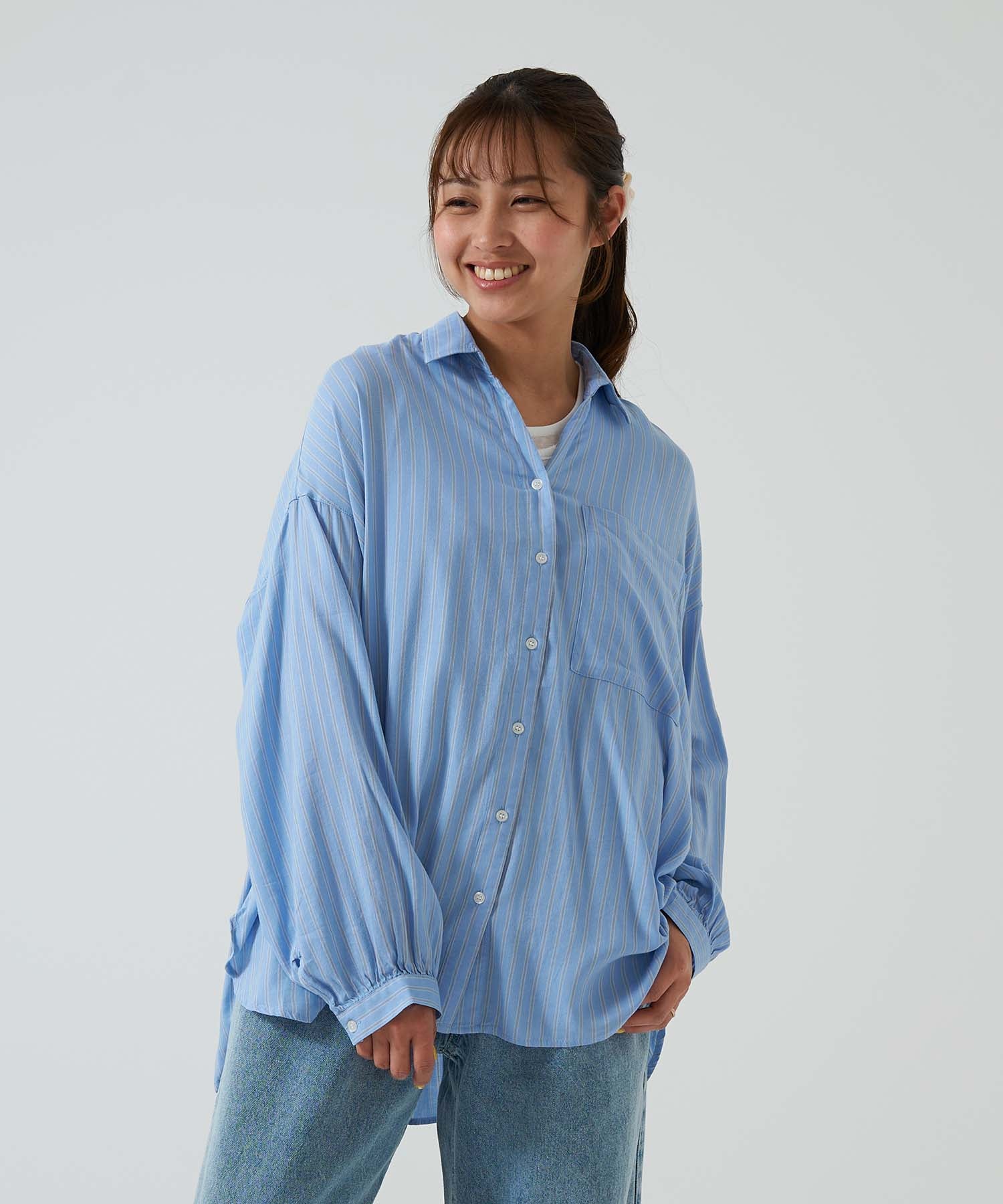 コットンレーヨンビッグシャツ長袖チュニック - Image 3