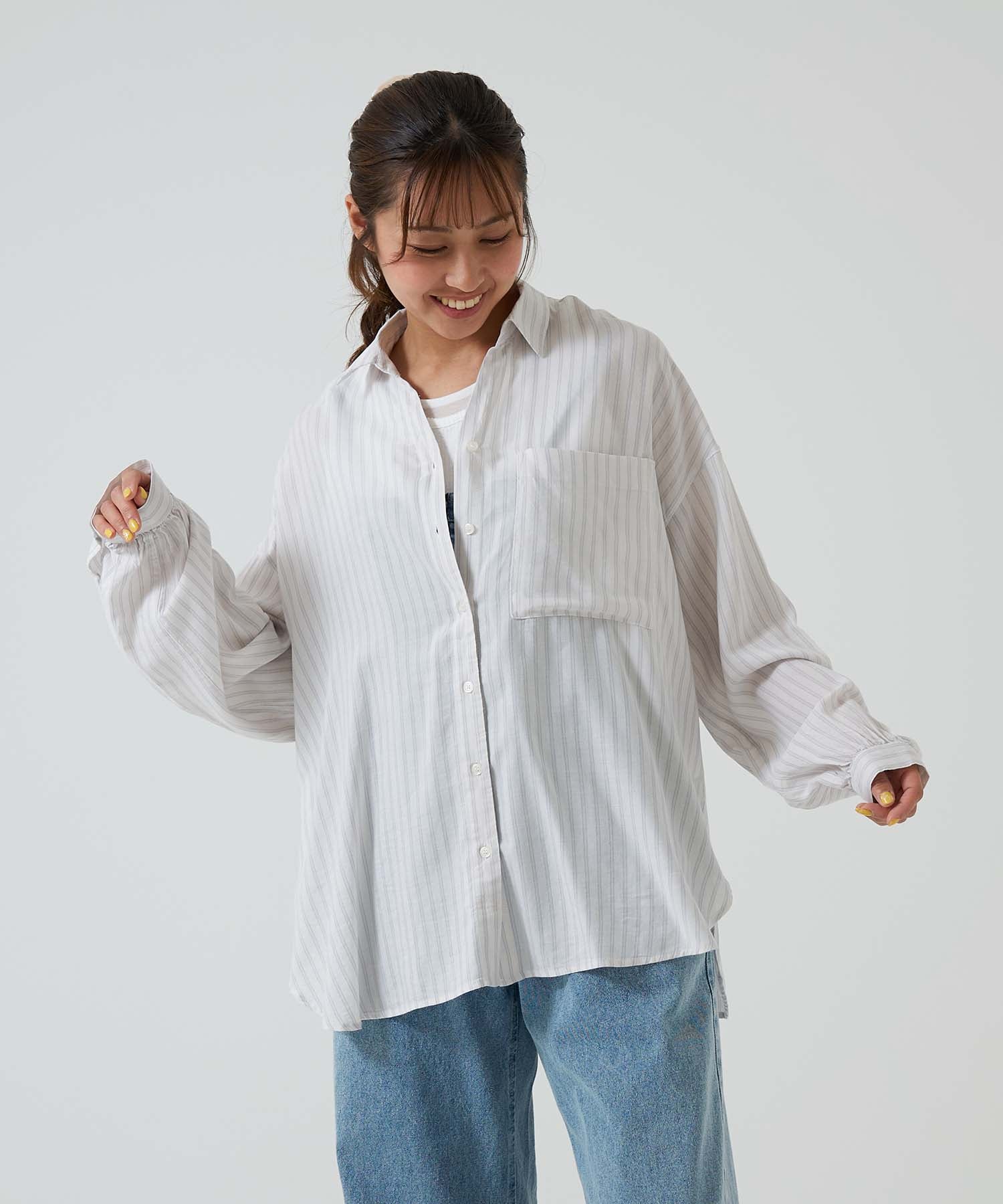 コットンレーヨンビッグシャツ長袖チュニック - Image 4