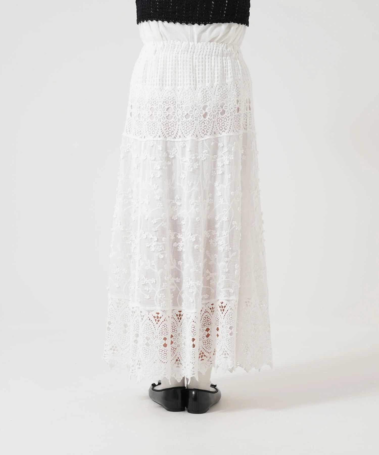 レースパッチワークロングスカート - Image 15
