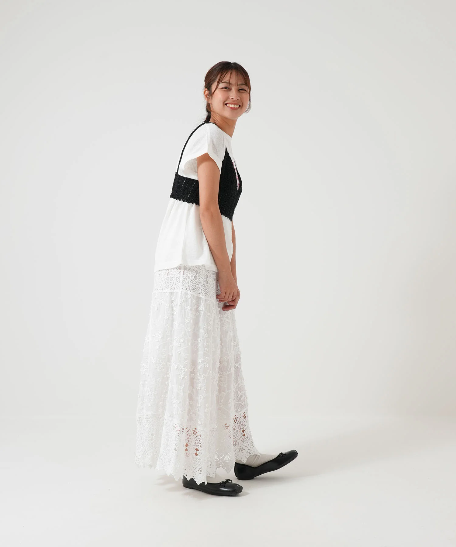 レースパッチワークロングスカート - Image 4