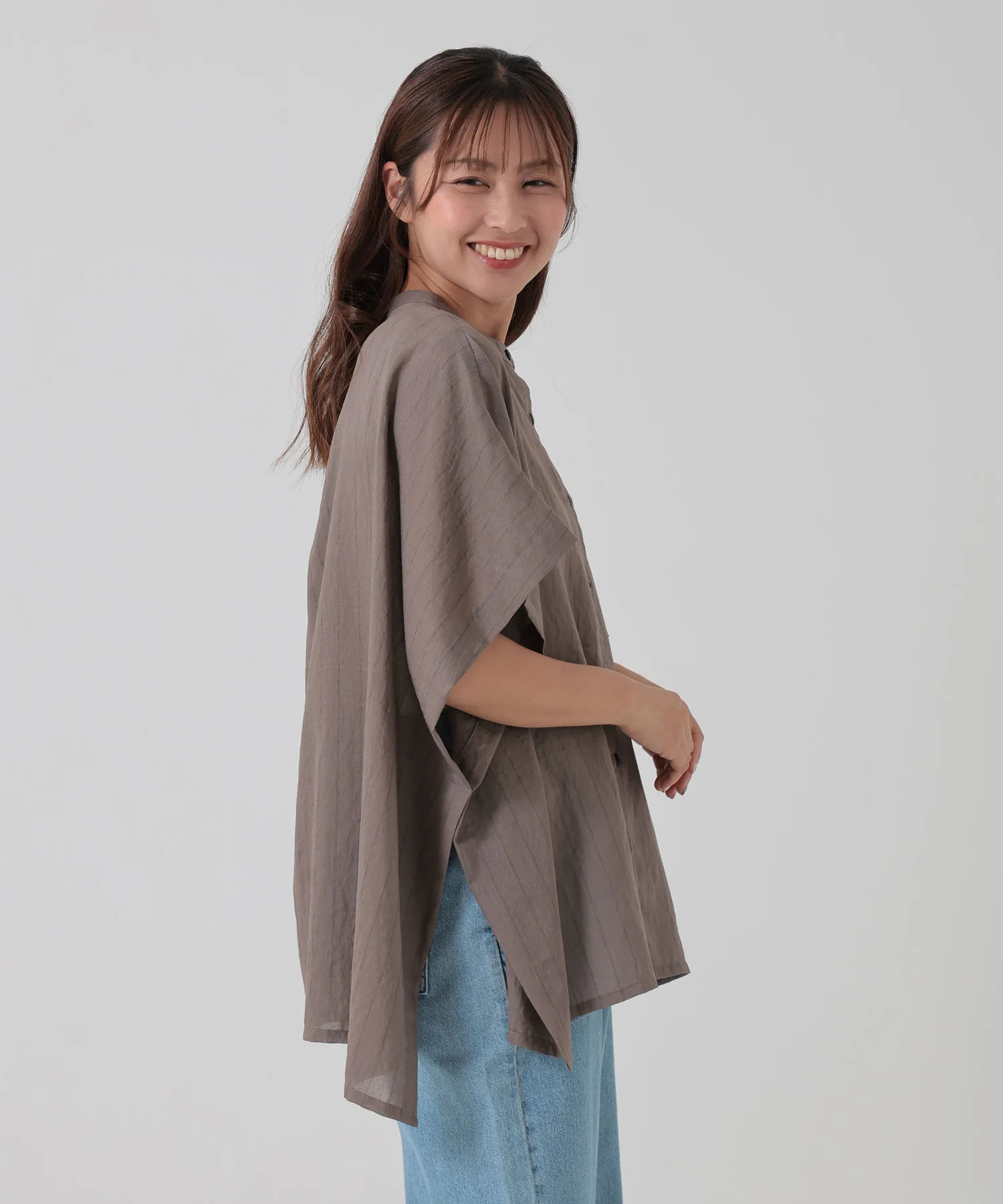 シアーストライプポンチョブラウス - Image 14