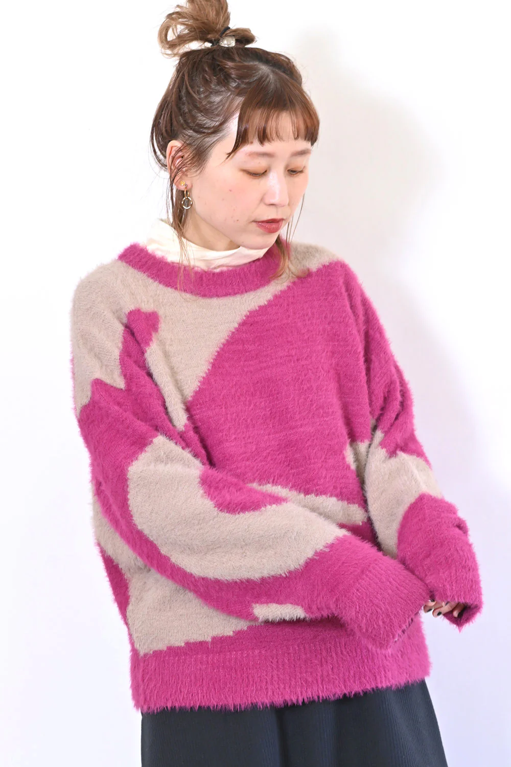 アート柄シャギーニットプルオーバー - Image 3