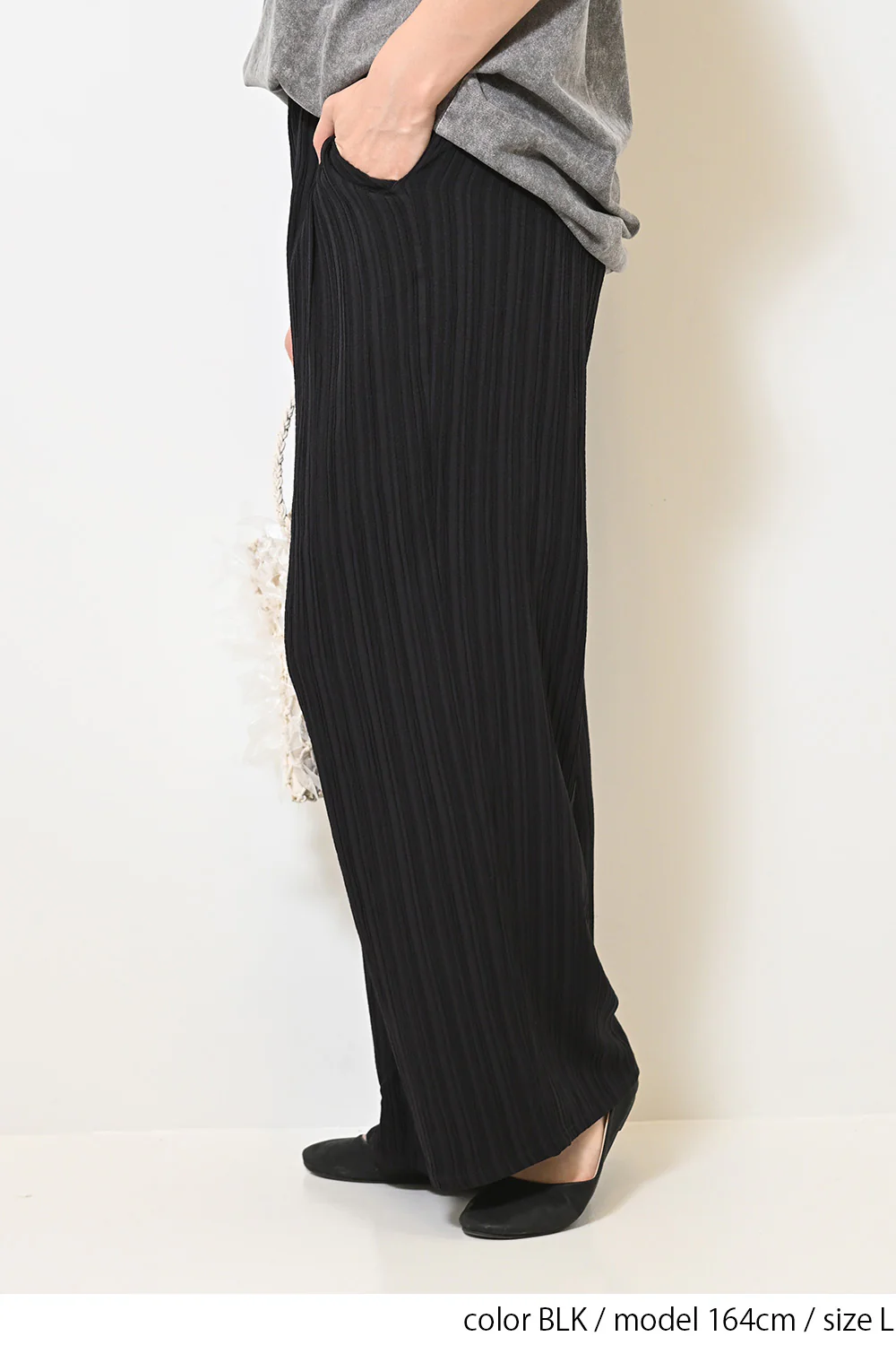 ドビーストライプらくちんワイドパンツ - Image 10