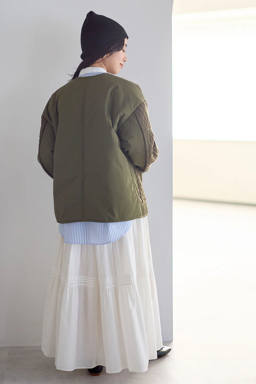 ニットケーブル切替中綿ジャケット - Image 10