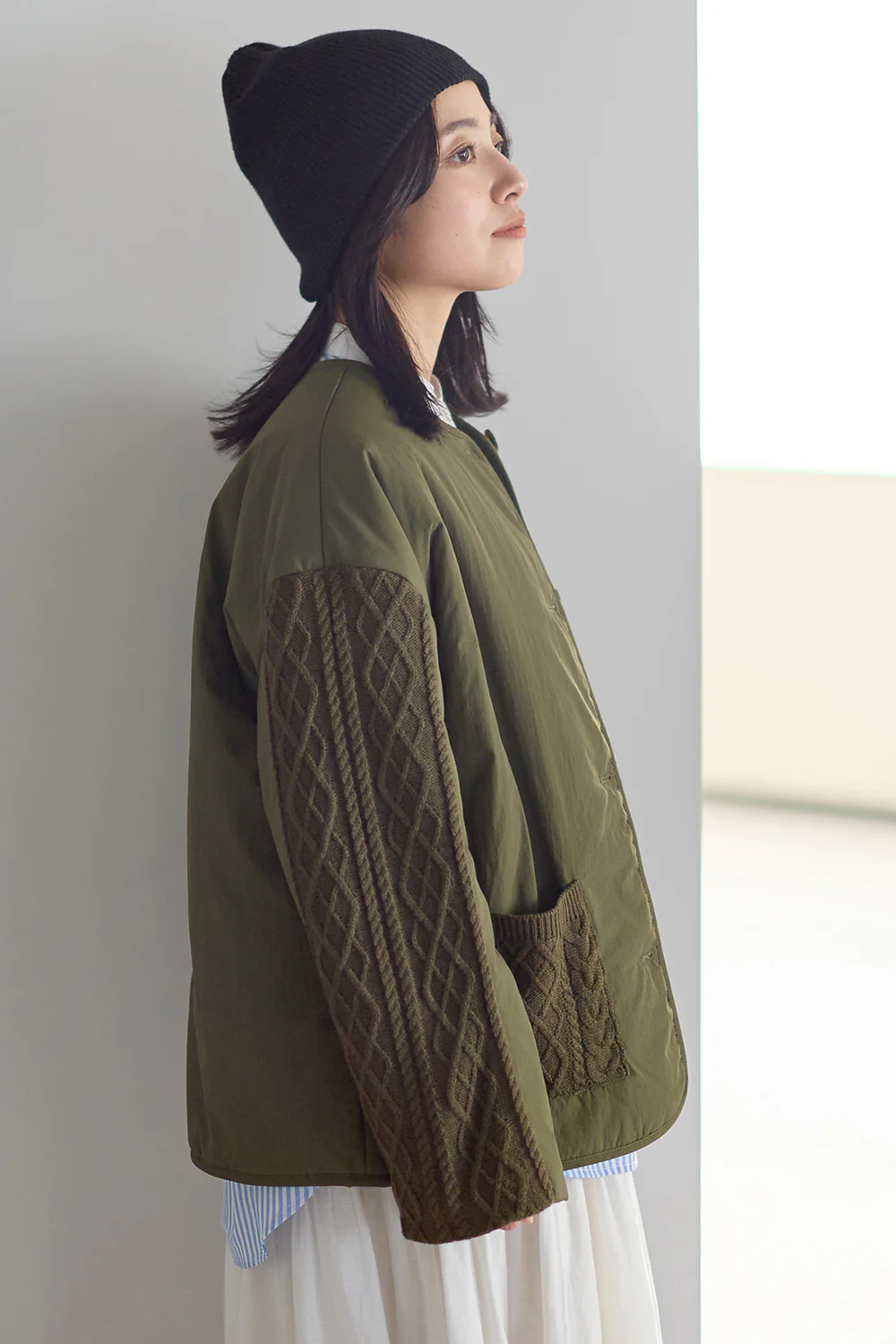 ニットケーブル切替中綿ジャケット - Image 12