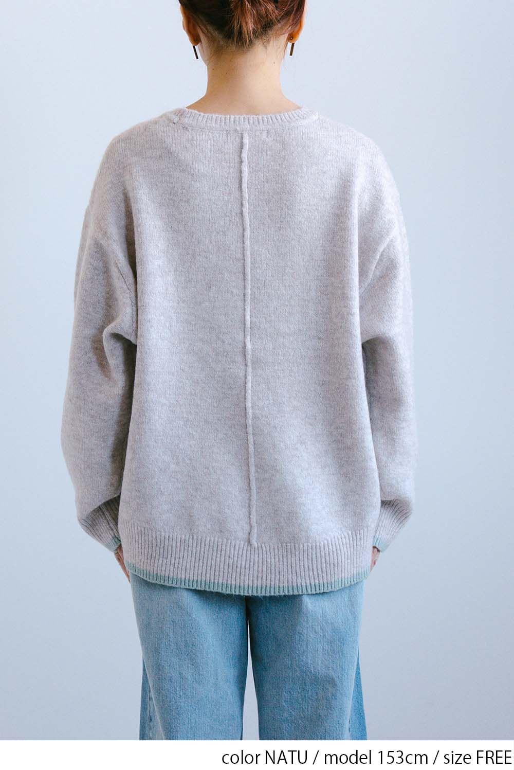 配色ニットクループルオーバー - Image 20