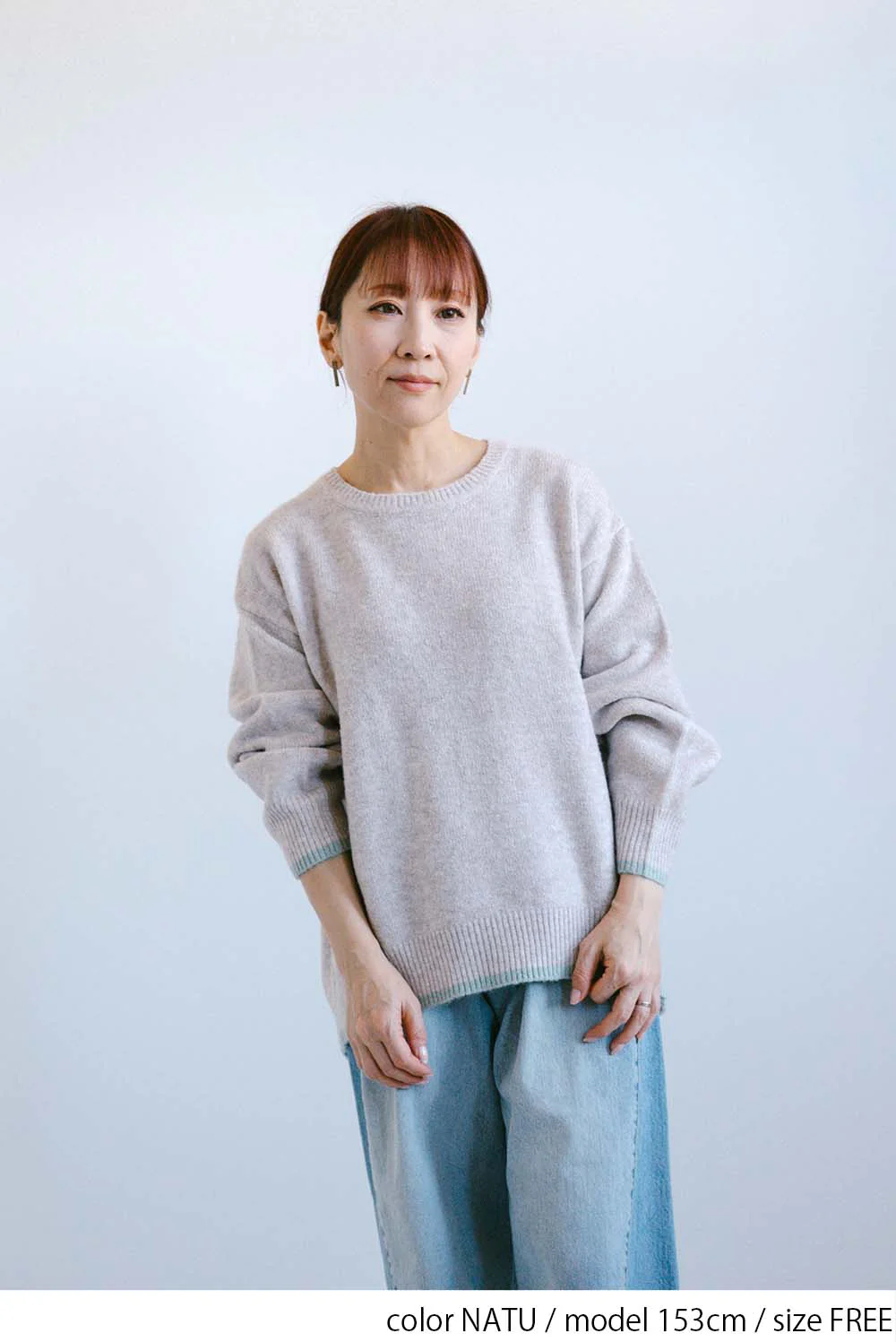 配色ニットクループルオーバー - Image 8