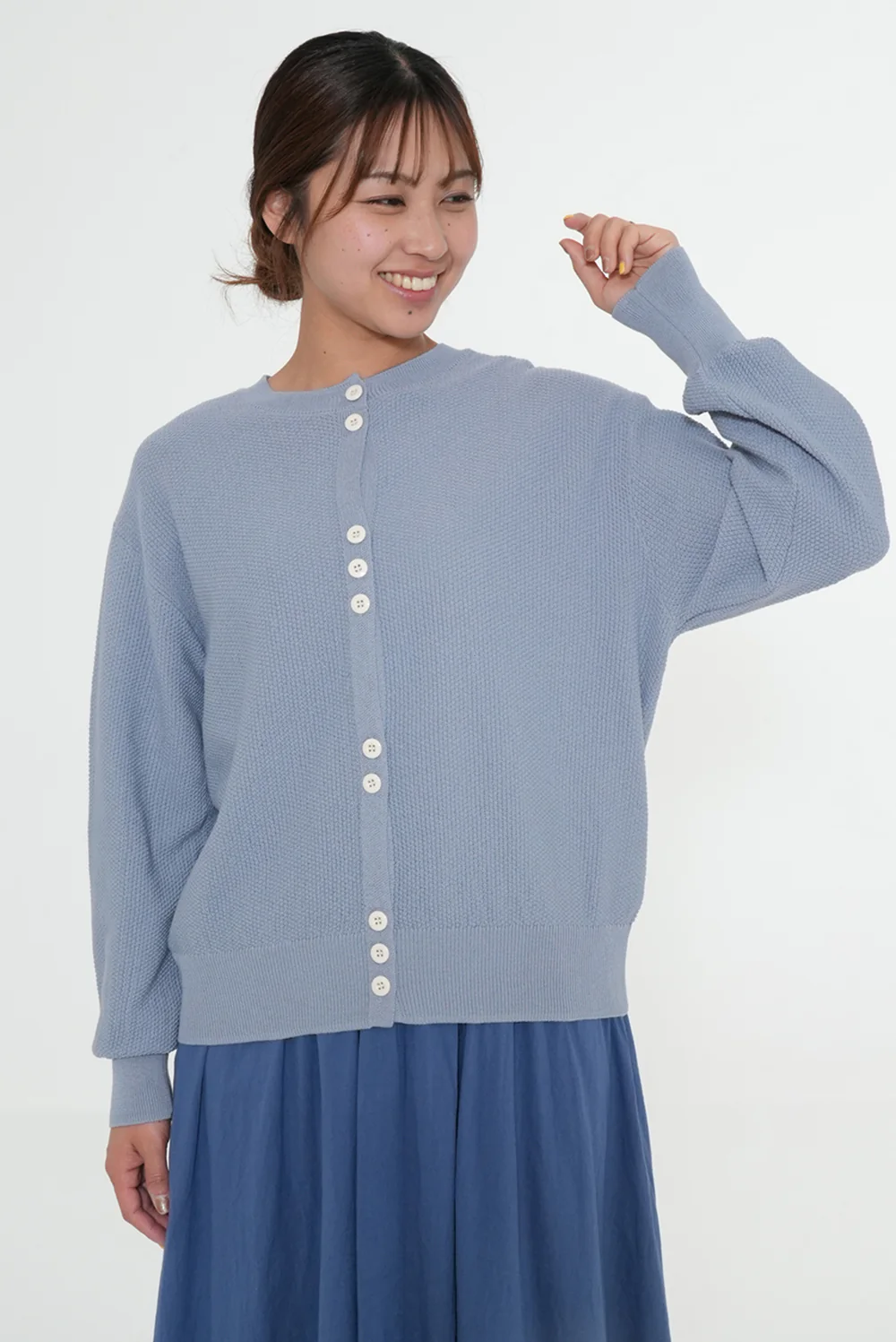 カノコ編みクルーネックカーディガン - Image 3