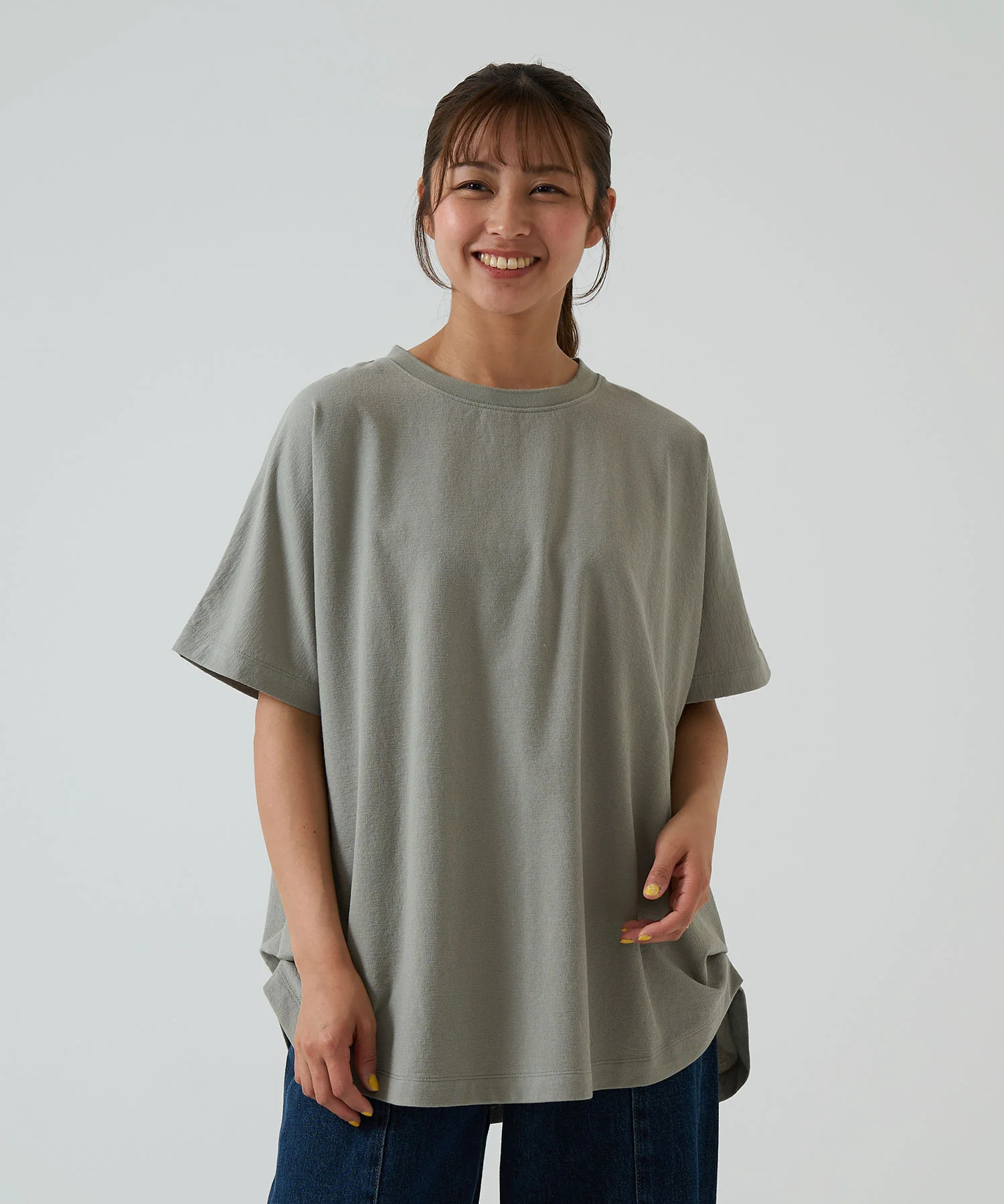 カットクレープ後ろヘンリードルマンチュニック - Image 2