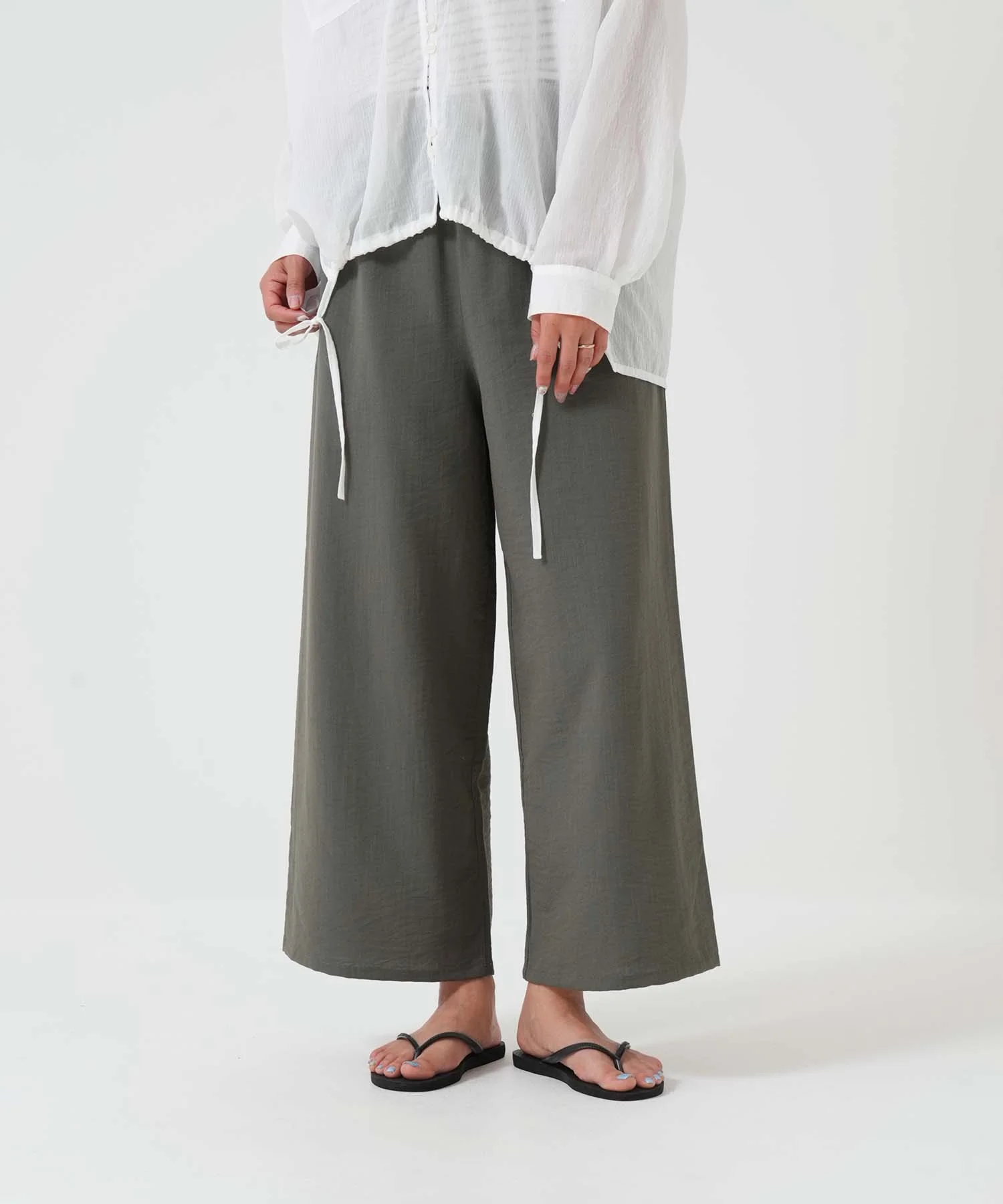 やわらかスラブウェストギャザーワイドパンツ - Image 15