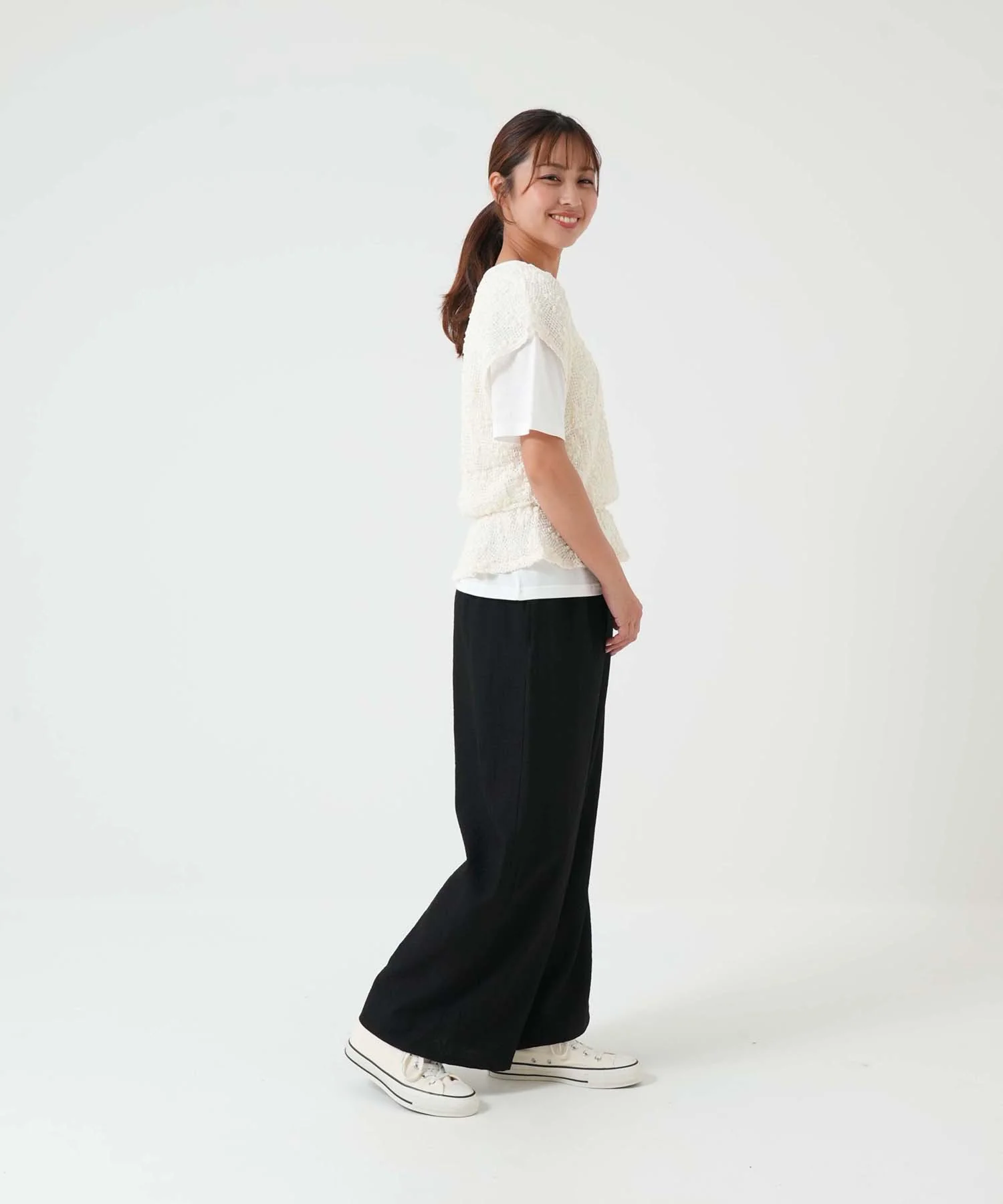 やわらかスラブウェストギャザーワイドパンツ - Image 7